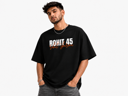 Rohit 45 Oversized Graphic T-Shirt – Premium Cotton Cricket Fan Tee | LayerUp