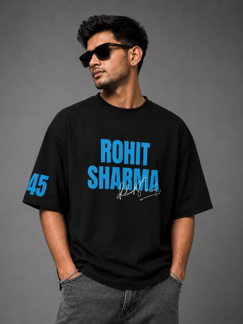 Rohit Sharma 45 Oversized Graphic T-Shirt – God's Plan Edition | LayerUp