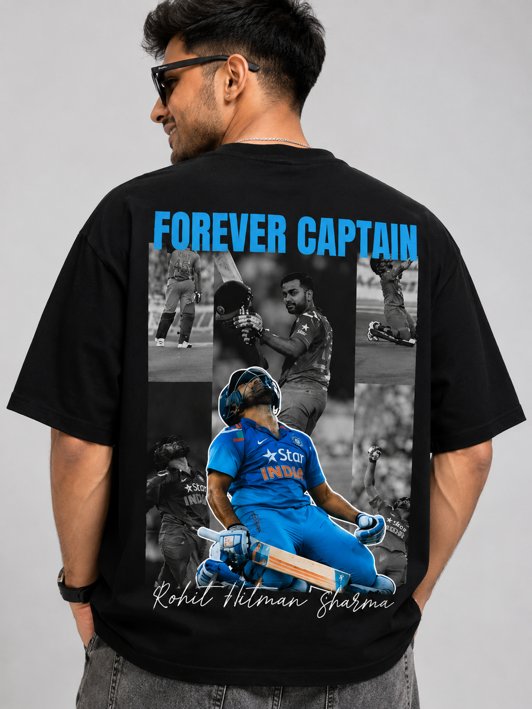 Rohit Sharma 45 Oversized Graphic T-Shirt – God's Plan Edition | LayerUp
